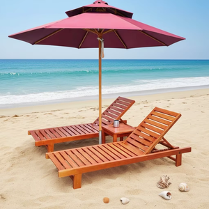 Chaise longue en bois massif durable et imperméable avec roulettes, facile à déplacer, chaise de loisirs d'extérieur pour la plage et les projets de piscine - Product Image 6