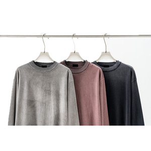 เสื้อยืดแขนยาวผ้าฝ้าย 100% สไตล์วินเทจย้อนยุคสั่งทำพิเศษ คุณภาพสูงสำหรับผู้ชาย ล้างสีแบบแอซิดวอช - Product Image 5