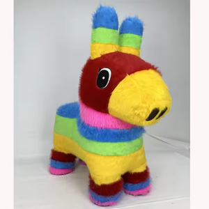 Bonito nuevo diseño creativo Arco Iris Color inflable caballo mascota disfraz para adultos 2M felpa colorido caballo pony disfraces mascota - Product Image 4