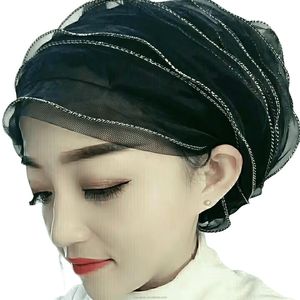 Solid Color Muslim Headscarf Hat with Beads, Women's Headscarf, Ramadan Fashion Headwear for Ladies, Breathable and Eco-friendly - Product Image 2