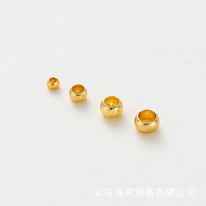 Gold Plated <b>Copper</b> Round Spacer Beads For <b>Bracelet</b> Making 14K Color Preserving Jewelry Findings Ga0066 - Product Image 5