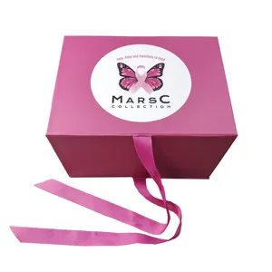 Custom Logo Premium Magnetic Gift Packaging Closure Box Flap Lid Magnetic Boxes Luxury Folding Magnetic box With Ribbon