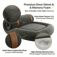 Canapé universel pour animaux de compagnie, de luxe, avec cadre intégré anti-déplacement, gris foncé, pour tissu velours à motif uni, respirant, amovible, lavable, en boîte