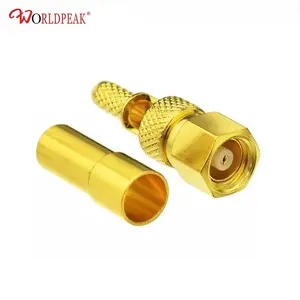 Conector RF de crimpado hembra SMC, ventana de Latón chapado en oro, monofásico Sma RG174 RG179 RG316 RG188, Cable coaxial de cobre único