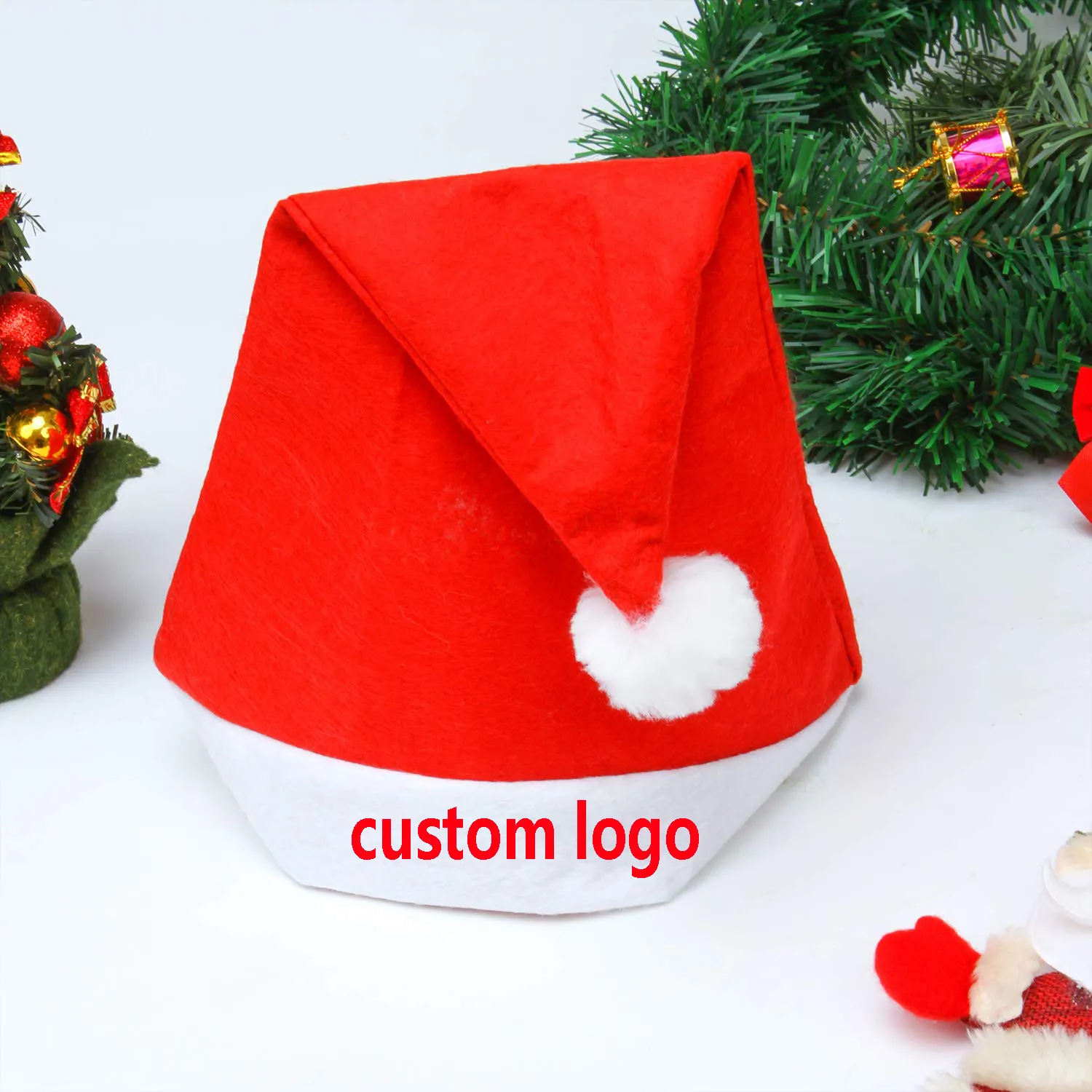 Topi santa mini kustom massal dengan logo topi Natal dikustomisasi topi Natal ornamen sublimasi anak-anak dewasa