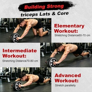 Kit de roues abdominales avec bandes de résistance, tapis de genou, corde à sauter, barre de pompes, équipement de gym à domicile pour la force et les <span class=keywords><strong>exercices</strong></span> abdominaux - Product Image 3