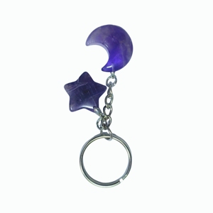 Amethyst Stone Keychain Metal Ring Pendant <b>Bag</b> <b>Charm</b> for Backpack Handbag Decoration Birthday Holiday Gift - Product Image 4