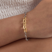Bracelet chaîne bicolore dégradé J&D en acier inoxydable plaqué or 18 carats PVD, minimaliste et inaltérable pour femme