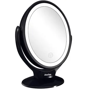 2023 LED makeup mirror with lithium battery inside case with vanity mirror personal cosmetic mirror with 7x magnification