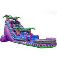 Toboggan aquatique commercial personnalisé en usine toboggan gonflable bon marché de taille de fête avec piscine pour adulte