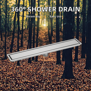 Siphon de douche linéaire 20-120 cm en acier inoxydable 304 avec grille en laiton amovible pour salle de bain - Product Image 2