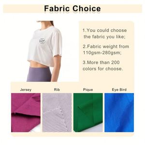 Camiseta de gran tamaño lisa de algodón/Spandex de alta calidad personalizada, camiseta recortada Rosa elástica con cuello redondo de alta calidad para mujer - Product Image 2