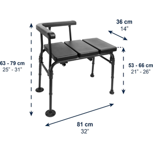 Siège de bain pour adulte avec poignée d'accès facile, banc de transfert rembourré pour baignoire KMINA K30036 - Product Image 6