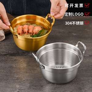 Olla para Fideos de Acero Inoxidable Estilo Coreano Sus304 con Doble Asa y Tapa, Compatible con Inducción, 1.1L-2L - Product Image 2