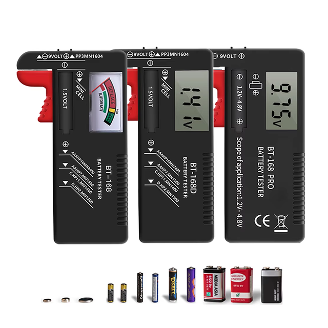BT-168D Pro Digital Battery Tester LCD Display AA/AAA/C/D/9V/1.5V Capacity Check Detector BT168 Electronic Components