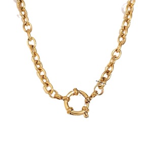 Collier superposé en acier inoxydable avec fermoir à ressort |   Collier ras du cou unisexe en chaîne à maillons plaqué or PVD |   Bijoux de mode minimalistes en gros - Product Image 5