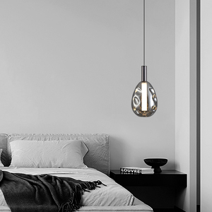 Moderna <span class=keywords><strong>lampada</strong></span> <span class=keywords><strong>a</strong></span> <span class=keywords><strong>sospensione</strong></span> <span class=keywords><strong>a</strong></span> LED caldo bianco fumoso <span class=keywords><strong>paralume</strong></span> in vetro grigio per casa Hotel Villa arredamento ferro per Bar ristorante - Product Image 3
