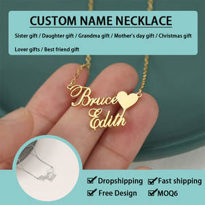 <span class=keywords><strong>Collana</strong></span> Personalizzata <span class=keywords><strong>con</strong></span> <span class=keywords><strong>Doppio</strong></span> <span class=keywords><strong>Nome</strong></span> a Forma di Cuore in Acciaio Inossidabile Placcato Oro 18K per Donna <span class=keywords><strong>con</strong></span> Catena a Croce Idea Regalo di Natale per Fidanzata - Product Image 5