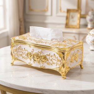 Boîte à mouchoirs en acrylique de style européen, durable, classique, décorée de fleurs, <span class=keywords><strong>pour</strong></span> la décoration de la maison - Product Image 2