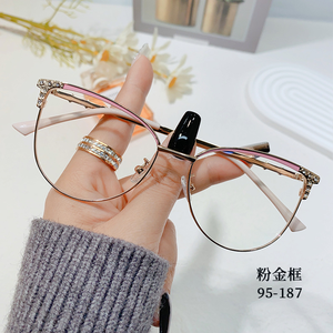金属製メガネの卸売メーカー、女性のファッショントレンド、マルチカラーダイヤモンドデザイン、ブルーライトカット - Product Image 4