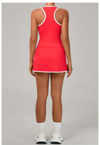 शॉर्ट्स के साथ नए आगमन स्ट्रैपलेस स्पोर्ट्स ब्रा और स्कर्ट योग सेट महिलाओं के लिए 2 पीसी टेनिस पोशाक लुभावनी त्वरित शुष्क टेनिस पहनें। - Product Image 3