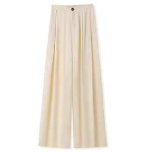 New Chinese Style Early Autumn Loose High Polyester Jacquard Wide-Leg Long <strong>Pants</strong> for Women Gold Weaving Satin Draping N8046 - Product Image 5