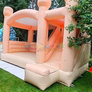 Château gonflable d'extérieur pour mariage, avec toboggan, couleur beige - Product Image 3