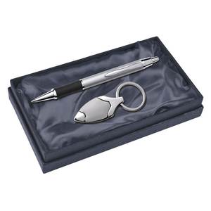 Juego de bolígrafo y llavero Matt, en caja de regalo, acabado plateado - Product Image 1