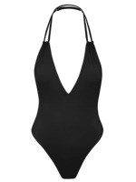 Maillot de bain une pièce personnalisé en tissu RPET, ajustable, à double bretelle, dos nu, coupe haute, ajusté, pour la plage