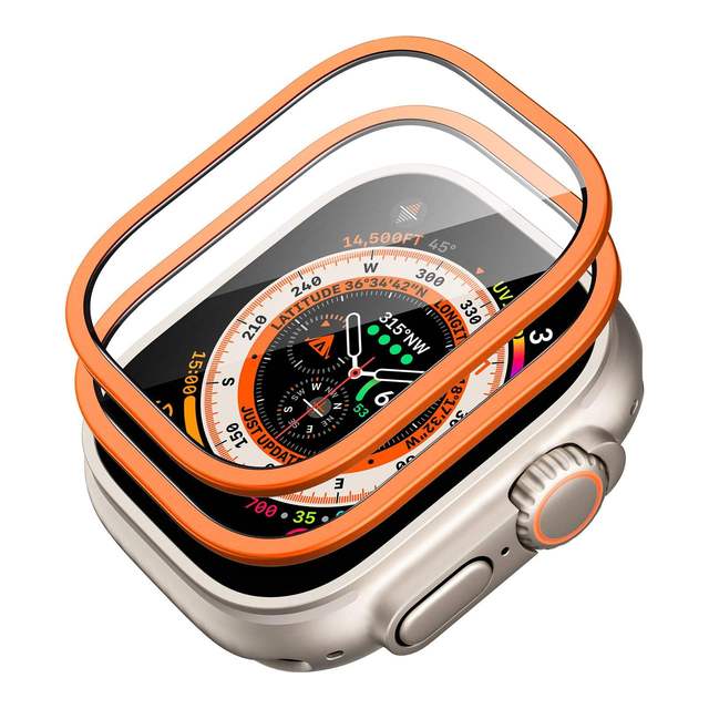 Touch Sensitive Aluminum Alloy Frame Scratch Resistant Tempered Glass Film Screen Protector for Apple Watch Ultra 49mm