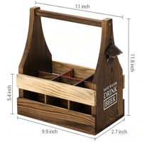 Porte-bouteille de bière en bois gravé avec logo personnalisé, sac de transport en bois pour la maison, la cuisine et les pique-niques