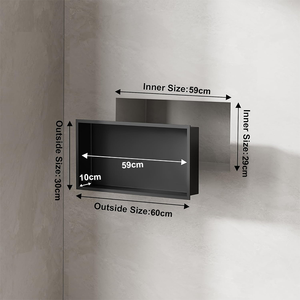 <span class=keywords><strong>Niche</strong></span> de <span class=keywords><strong>douche</strong></span> en acier inoxydable 60x30x10 CM <span class=keywords><strong>Niche</strong></span> pour mur de <span class=keywords><strong>douche</strong></span> encastrée noire <span class=keywords><strong>Niche</strong></span> intégrée pour <span class=keywords><strong>douche</strong></span> pour salle de bain/chambre à coucher Rangement - Product Image 2