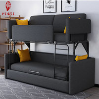 Lit superposé en métal moderne à profil haut et bas, taille double, avec rangement pour chambre à coucher, dortoir étudiant et appartement
