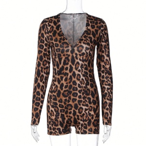 Nuova Tendenza: <span class=keywords><strong>Tuta</strong></span> Sexy da <span class=keywords><strong>Donna</strong></span> con Stampa <span class=keywords><strong>Leopardata</strong></span>, Scollatura Profonda a V, Aderente - Product Image 6