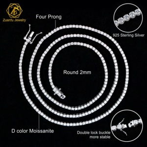 Pulseira de Tênis de Moissanite de Alta Qualidade, Prata Esterlina 925, Passa no Teste de Diamante, Estilo Hip Hop, 2mm 3mm 4mm 5mm 6.5mm - Product Image 2