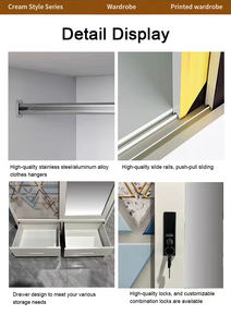 金属製ワードローブ、鏡付きスチール製ワードローブ、小型寝室用家具収納キャビネット - Product Image 5