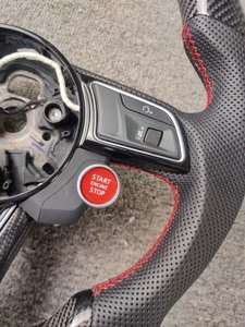 Volant sport en cuir carbone forgé avec surpiqûres blanches pour <span class=keywords><strong>Audi</strong></span> RS3 8Y RS4 RS5 B9.5 2020+ - Product Image 6