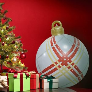 Bola Inflable de Navidad de 60 cm con Diseño de Copo de Nieve Rojo, Decoraciones para Jardín Exterior - Product Image 4