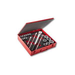 USAG - U06120018 SURTIDO EN CAJA DE CHAPA DE ACERO CON TOMAS BIHEXAGONALES, TAMAÑOS EN PULGADAS (17 PCS.) JUEGOS DE TRINQUETAS Y TOMAS - Product Image 1