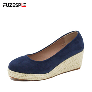 Новые осенние женские эспадрильи на танкетке 6 см с мягкой подошвой, удобные, на толстой подошве, с верхом из замши в клетку, модные, больших размеров - Product Image 1