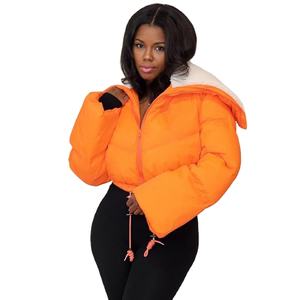 Abrigo de lana Polar con logotipo personalizado, abrigo cálido con Cuello de piel de retazos, chaqueta acolchada, ropa de invierno, Top para mujer, novedad - Product Image 1