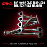 Collecteur d'échappement GRWA pour Honda Civic 1988-2000 D16 EX LX DX CX VX HX SS201, finition polie miroir