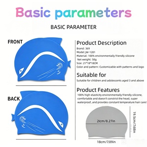 Bonnet de bain en silicone pour enfant JW-1281, motif dauphin, imperméable, protection des cheveux, pour étudiants, vente directe d'usine - Product Image 4