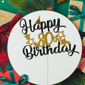 1 adorno para <span class=keywords><strong>pastel</strong></span> de feliz <span class=keywords><strong>cumpleaños</strong></span> número 80, adorno de <span class=keywords><strong>pastel</strong></span> negro y dorado con purpurina para decoración de fiestas de <span class=keywords><strong>cumpleaños</strong></span> número 80 - Product Image 3