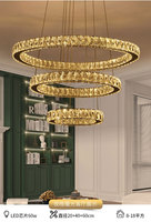 JYLIGHTING 4 Anneaux Cristal LED Lustre Pendentif Luminaire Cristal Lumière Suspension Suspension Lumière pour Salle À Manger Escalier
