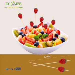 Brochetas de Bambú Desechables de 12 cm, Palillos de Bambú <span class=keywords><strong>para</strong></span> Fresas, Decoración de Alimentos de Bambú Desechable <span class=keywords><strong>para</strong></span> Frutas, Verduras y Fiestas - Product Image 1