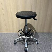 Tabourets de laboratoire antistatiques ESD en cuir de polyuréthane PU durable, chaises à roues rondes noires pour ingénieur caissier technicien infirmière