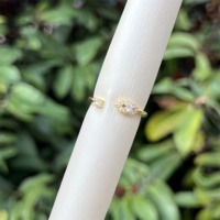 Bague ouverte à double tête plaquée or 18 carats avec zircon incrusté, styles multiples réglables, élégante et classique