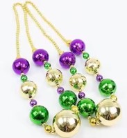 Perles géantes de Mardi Gras noires, violettes et dorées, grandes perles adaptées aux décorations de fête de carnaval
