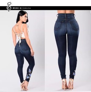 De China, venta al por mayor señoras <span class=keywords><strong>Leggings</strong></span> Denim mujeres Ripped Skinny <span class=keywords><strong>vaqueros</strong></span> bordados - Product Image 5